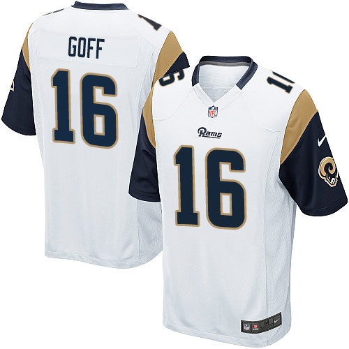 Youth Game Jared Goff Nike Jersey White Road - #16 NFL Los Angeles Rams